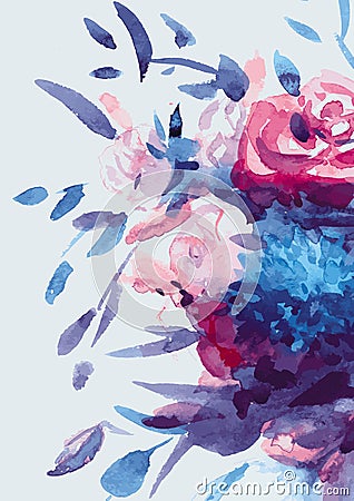 Watercolors bouquet of multicolored flowers Vector Illustration