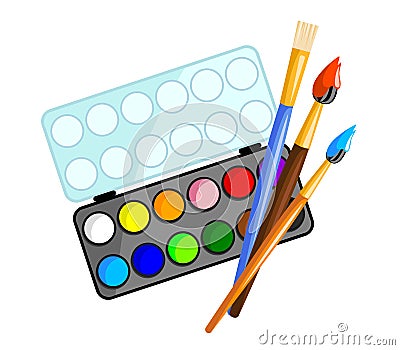 Watercolors with brushes Vector Illustration