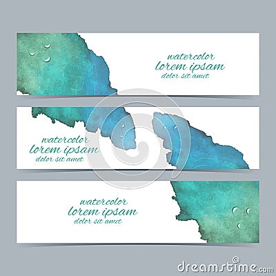 Watercolors colorful set of vector banners for Vector Illustration