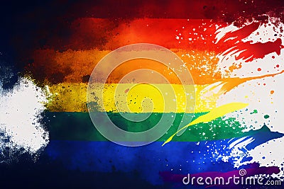 Watercolour background colours of the Gay Pride flag Cartoon Illustration