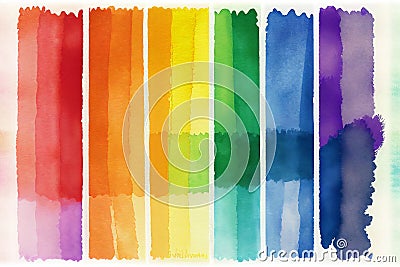 Watercolour background colours of the Pride flag Cartoon Illustration