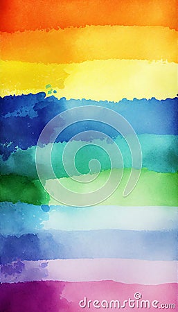 Watercolour background colours of the Pride flag Cartoon Illustration