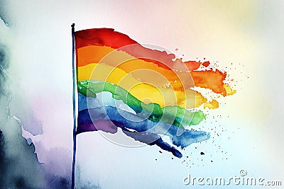 Watercolour background of the Pride flag Cartoon Illustration