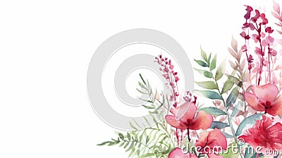 Watercolour Carnation And Snapdragon Page Frame Stock Photo