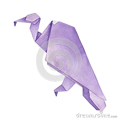 Watercolour illustration of Origami Vulture. Stock Photo