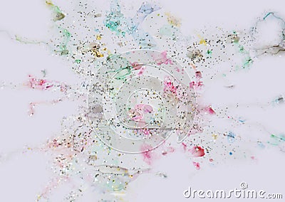Watercolor paint gray pink shapes, forms and sparkling lights, abstract background Stock Photo