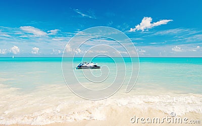 Watercraft on clear sea water in st johns, antigua Stock Photo