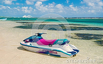 Watercraft yamaha on clear sea or ocean, Costa Maya, Mexico Editorial Stock Photo