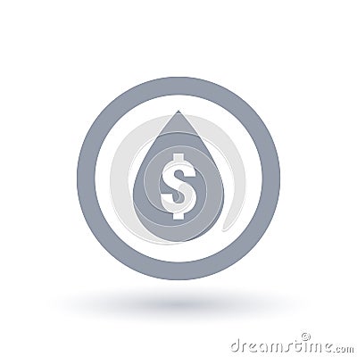 Waterdrop with dollar sign. Water price symbol. Vector Illustration