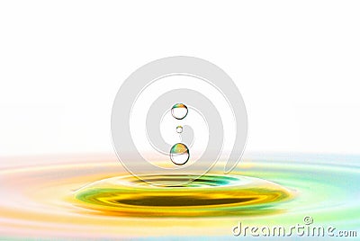 Waterdrop formation in tropical colors Stock Photo