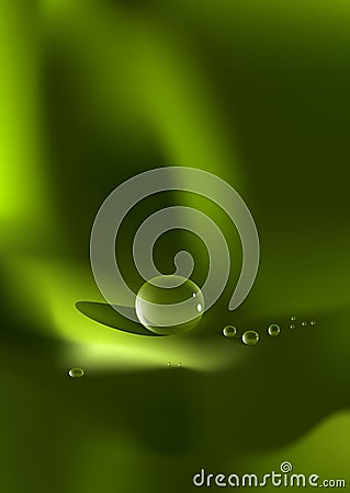 Waterdrop and green abstract background Vector Illustration