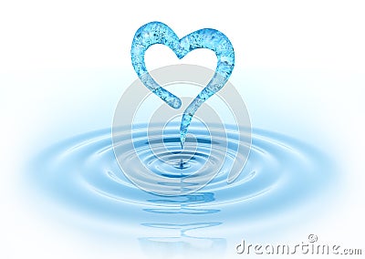 Waterdrop and Heart Stock Photo