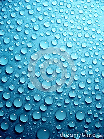 Waterdrops on blue Stock Photo