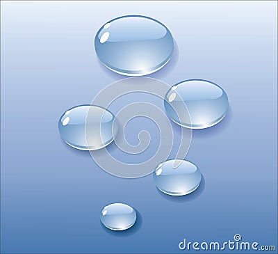 Waterdrops and droplet, water on surface Vector Illustration