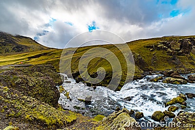 FimmvÃ¶rÃ°uhÃ¡ls Hiking Trail In Iceland Stock Photo
