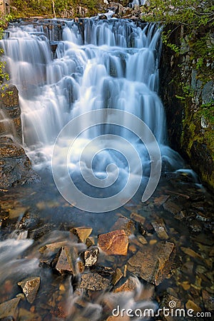 Waterfall along Sunbeam Creek in Mt Rainier National Park Stock Photo