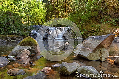 Waterfall along Sweet Creek in Oregon Stock Photo