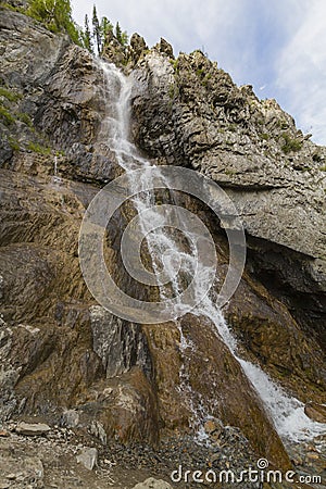 Waterfall in Altay mountains. Beautiful nature landscape. Stock Photo