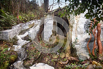 Waterfall in the Arboretum in Sochi city, Russia Stock Photo