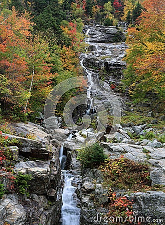 Waterfall In Autumn Stock Photo