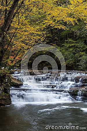 Waterfall in Autumn - Campbell Falls, Camp Creek State Park, West Virginia Stock Photo