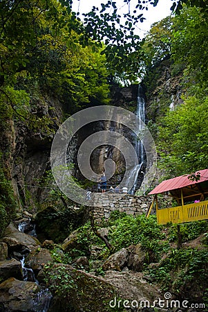 Makhuntseti waterfall in Georgia, near Batumi Stock Photo