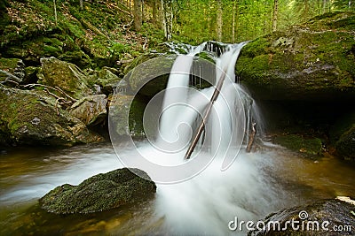 Waterfall in the Bavarian Forest II Stock Photo