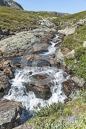 Waterfall on the bitihorn track Stock Photo