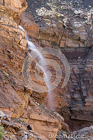 Waterfall in Bletterbach gorge Stock Photo