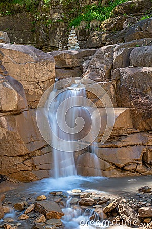 Waterfall in Bletterbach gorge Stock Photo