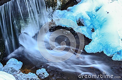 Waterfall blue ice Stock Photo