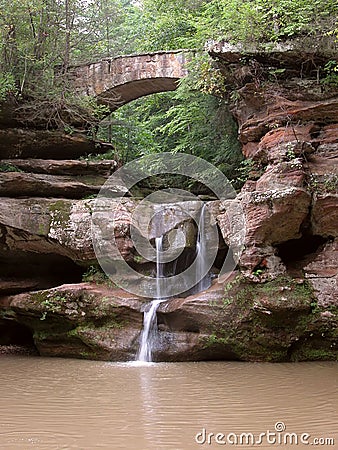 Waterfall and bridge Stock Photo