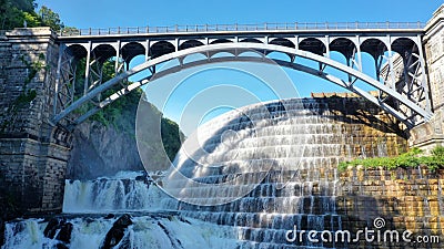 Waterfall bridge park dam Stock Photo