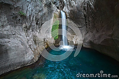 Waterfall in canyon Stock Photo