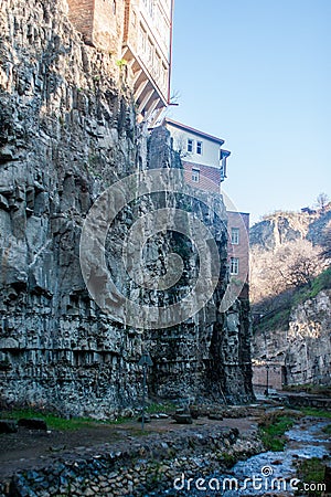 Waterfall canyon near the Turkish baths Stock Photo