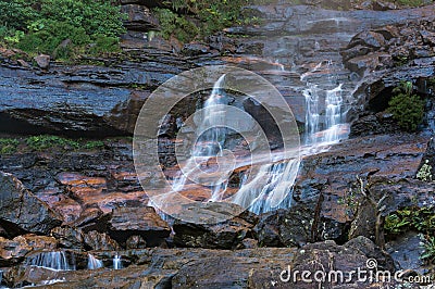Waterfall cascade, flowing water Stock Photo