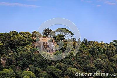 Waterfall at Castle Hill or Colline du Chateau in Nice, South of France Stock Photo