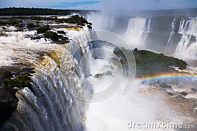 Waterfall Cataratas del Iguazu on Iguazu River, Brazil Stock Photo