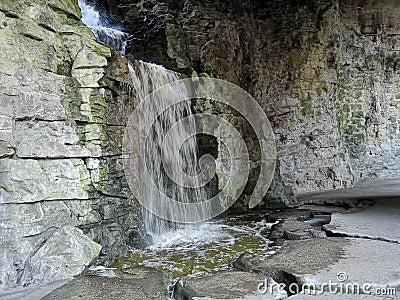 Waterfall in a cavern Stock Photo