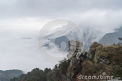 Waterfall cloud in lushan mountain Stock Photo