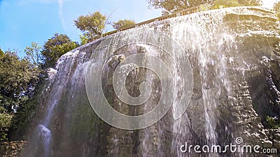 Waterfall on Colline du Chateau in Nice, beautiful nature, France landmark Stock Photo