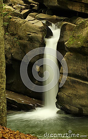 Waterfall Davir or Red guerilla in the river Tur in the Carpathian mountains, Lumshory Stock Photo