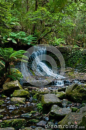 Waterfall in deep forest Stock Photo