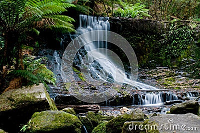 Waterfall in deep forest Stock Photo