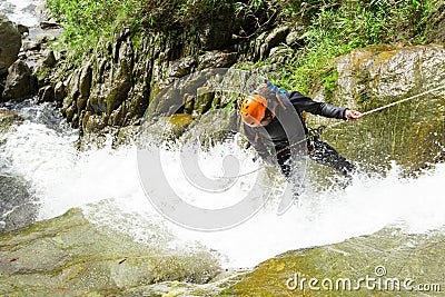 Waterfall descent Stock Photo