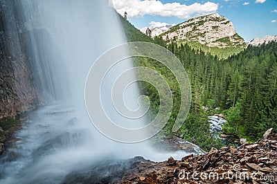 Waterfall, Dolomites Mountains, Italy Stock Photo