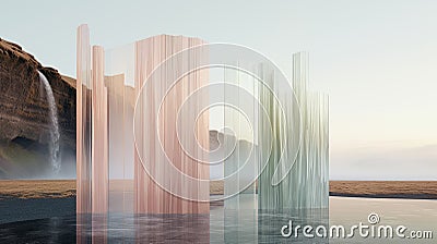 Delicately Rendered Landscapes: A Surreal 3d Exploration Stock Photo