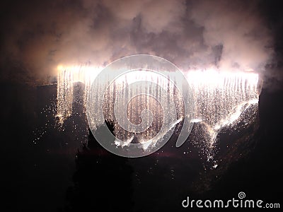 Waterfall Fireworks Stock Photo