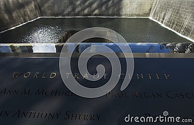 Waterfall Footprint of WTC, National September 11 Memorial, New York City, New York, USA Editorial Stock Photo