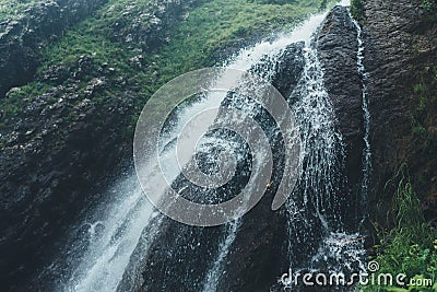 Waterfall in the forest, natural landscape picturesque scenery Stock Photo